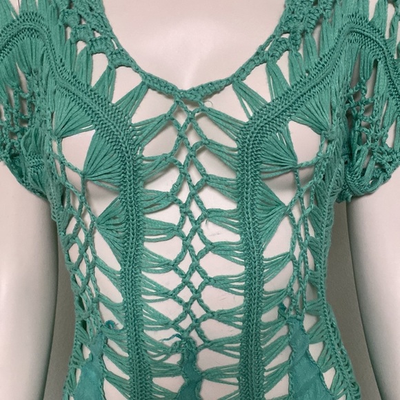 Vivid Importers of NY Cotton Polyester Blend Crochet Tunic Blouse Size S - Picture 4 of 9